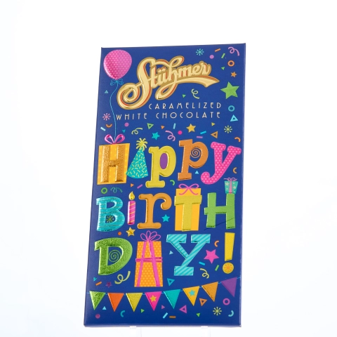 STÜHMER CARAMELIZED WHITE CHOCOLATE TABLETS Happy Birthday