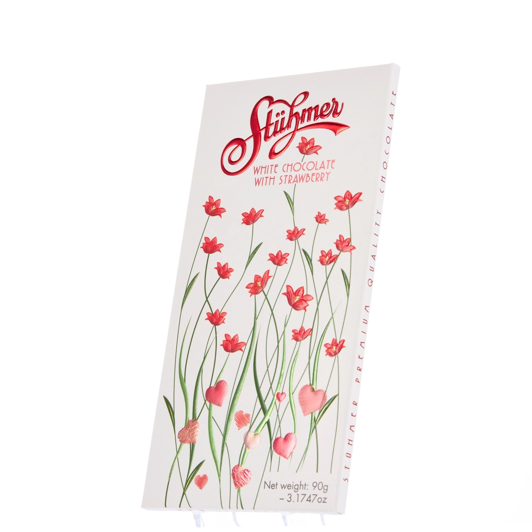 STÜHMER WHITE CHOCOLATE TABLETS WITH STRAWBERRIES Flowers