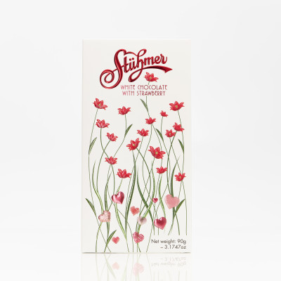 STÜHMER WHITE CHOCOLATE TABLETS WITH STRAWBERRIES Flowers