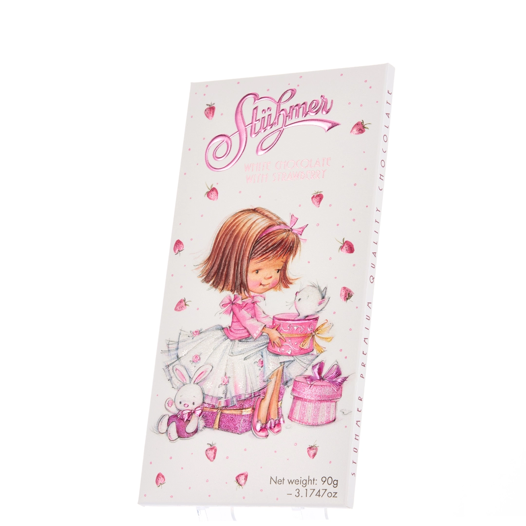 STÜHMER WHITE CHOCOLATE TABLETS WITH STRAWBERRIES Girl
