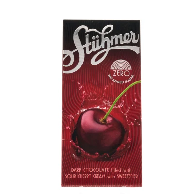 STÜHMER ZERO FILLED CHOCOLATE TABLETS NO ADDED SUGAR Sour cherry