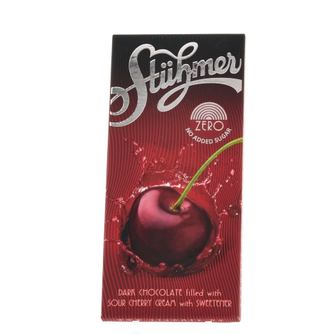 STÜHMER ZERO FILLED CHOCOLATE TABLETS NO ADDED SUGAR Sour cherry