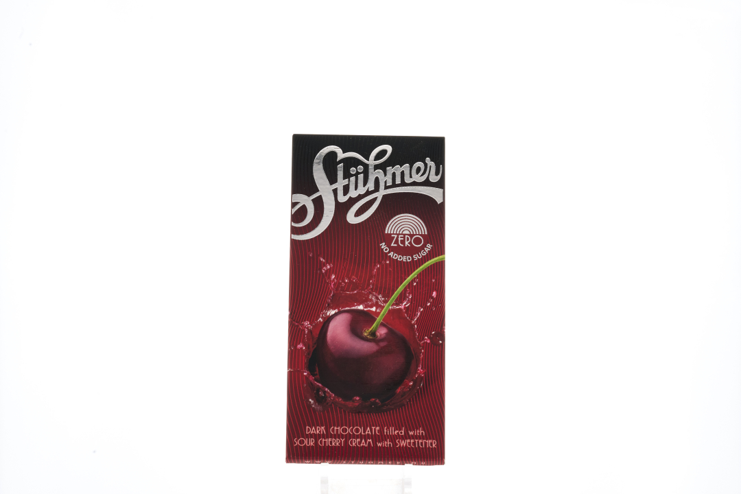 STÜHMER ZERO FILLED CHOCOLATE TABLETS NO ADDED SUGAR Sour cherry