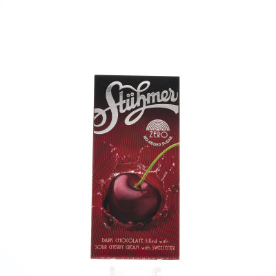 STÜHMER ZERO FILLED CHOCOLATE TABLETS NO ADDED SUGAR Sour cherry
