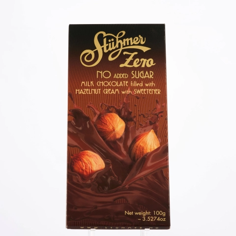 STÜHMER ZERO FILLED CHOCOLATE TABLETS NO ADDED SUGAR Hazelnut