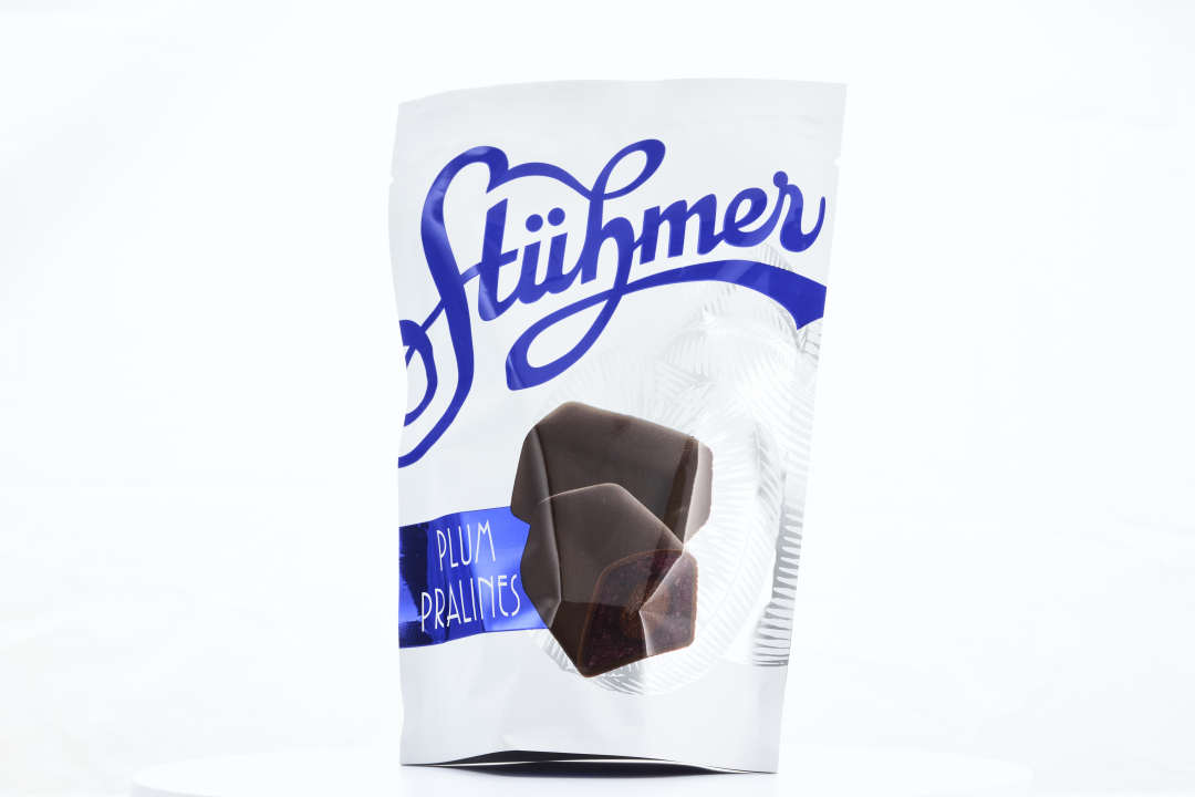 FRUIT DESSERT Plum-chocolate cream, covered with dark chocolate